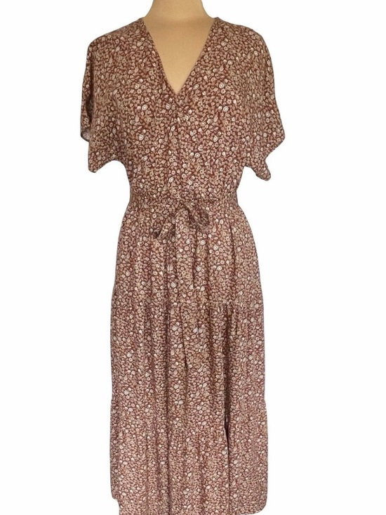 Knox Rose Dresses & Skirts - Women's Knox Rose Midi Dress Floral with Tie Waist Flowy Sleeves Boho Fall Dress